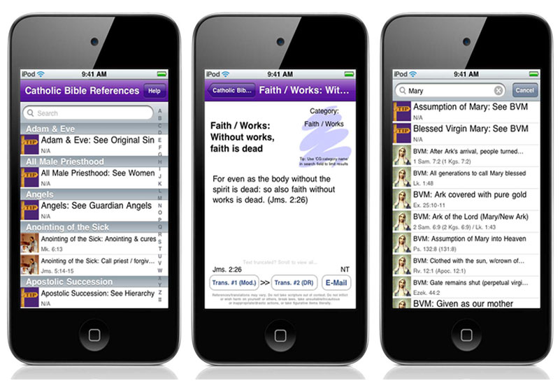 Catholic Bible References App Screenshots