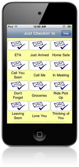 Just Checkin' In App (sample screen)