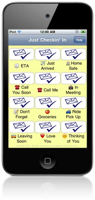 Just Checkin' In App (sample screen)