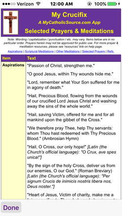 My Crucifix (sample screen)