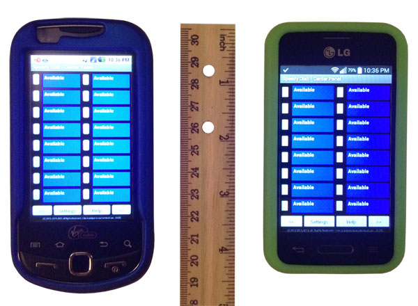 Sample Device Images (For Perspective) - Speedy Dial! for Android™ Center Panel On Samsung Intercept™ Cell Phone & LG Optimus Fuel™ Cell Phone