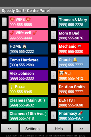 Speedy Dial! App (sample screen)