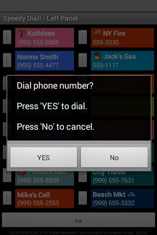 Speedy Dial! App (sample screen)