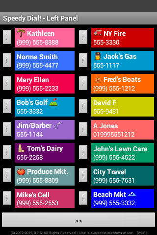 Speedy Dial! App (sample screen)