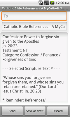 Catholic Bible References App (sample screen)