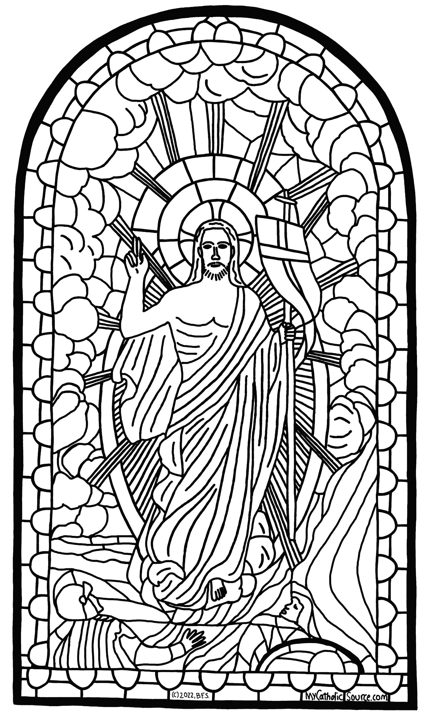 Coloring Book Image (Hand Drawn/Traced Stained Glass)