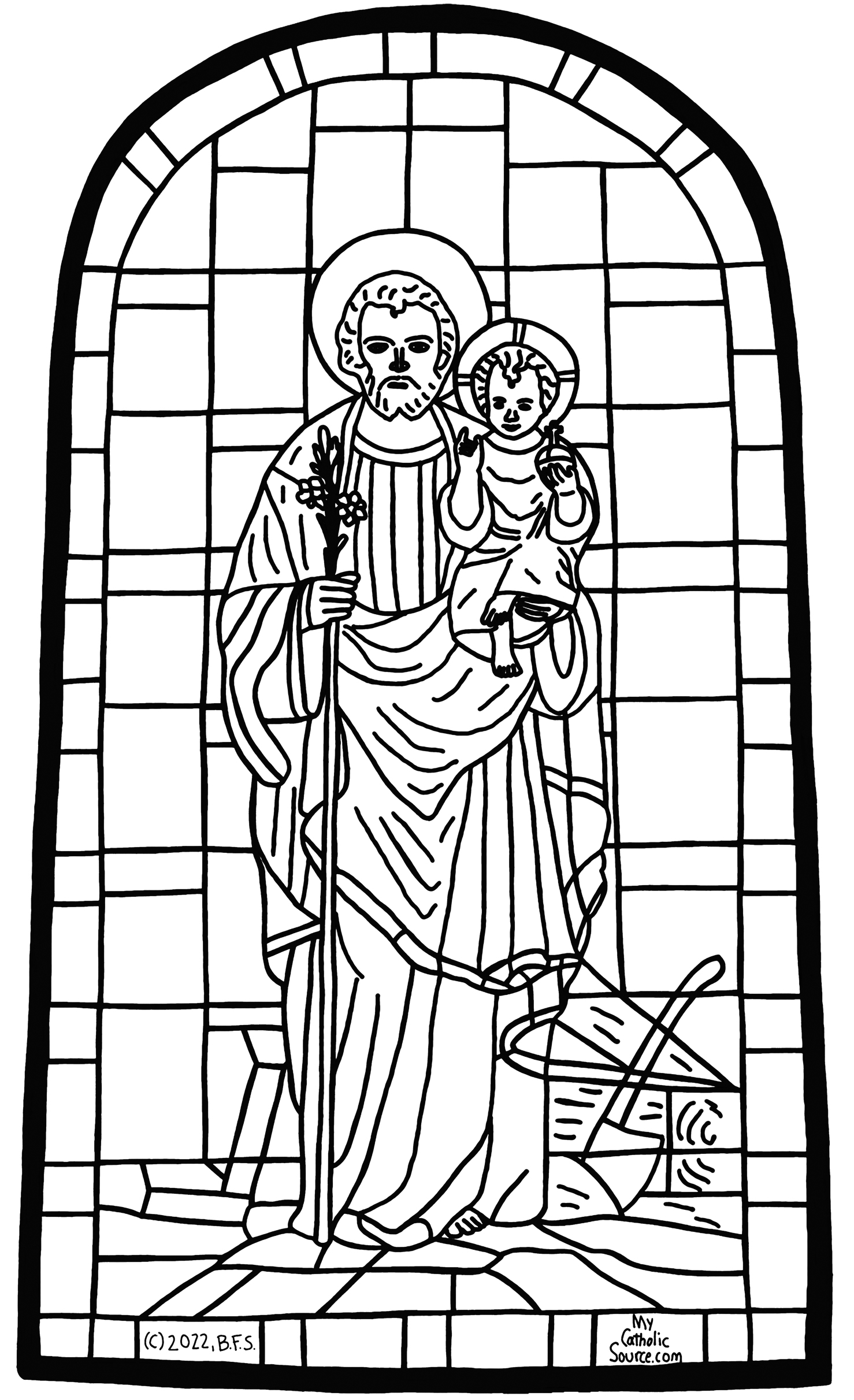 Coloring Book Image (Hand Drawn/Traced Stained Glass)